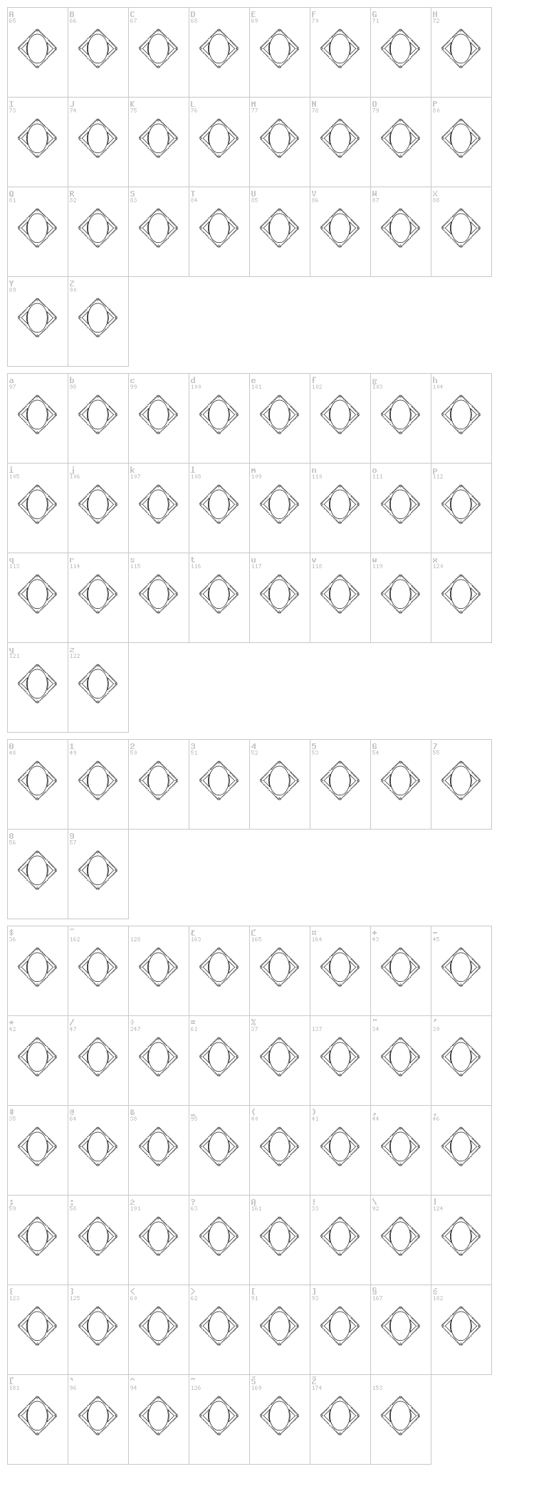 Vintage Panels 02 font map